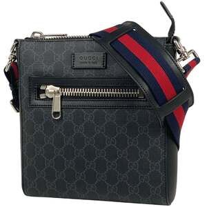Gucci Small Messenger Bag with GG Pattern, Sherry Line, and Web Shoulder in S...